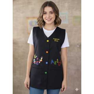 Jaleco/ Blusa Professora  Parque e letras com nome em Oferta na Shopee