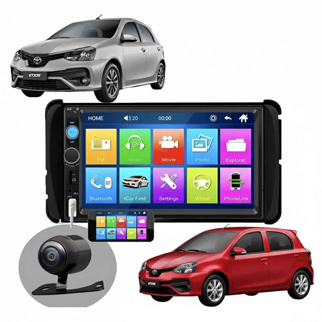 Central Multimidia Mp5 Toyota Corolla Etios Hillux Espelha Android Ios Camera Ré