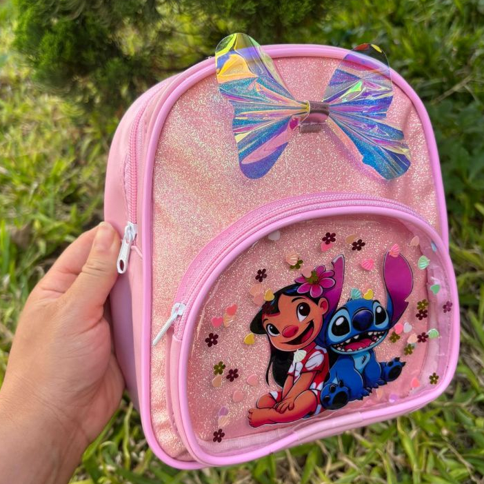 Bolsa Infantil Glitter com Laço Holográfico | Mini Mochila Menina Rosa Pink  Bolsa Escolar e Passeio em Oferta na Shopee