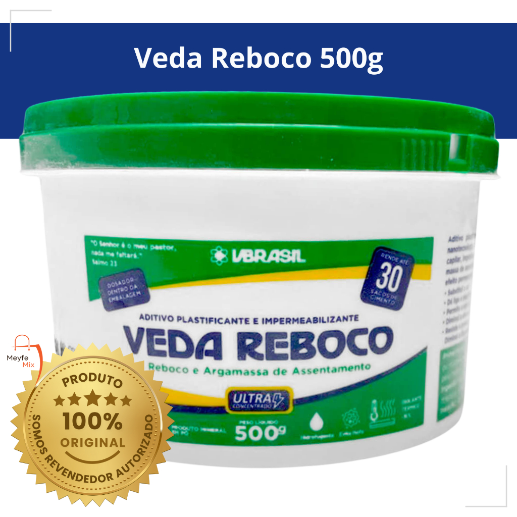 Veda Reboco 500g Impermeabilizante Para Reboco Alta Performance Proteção Contra Umidade e Mofo