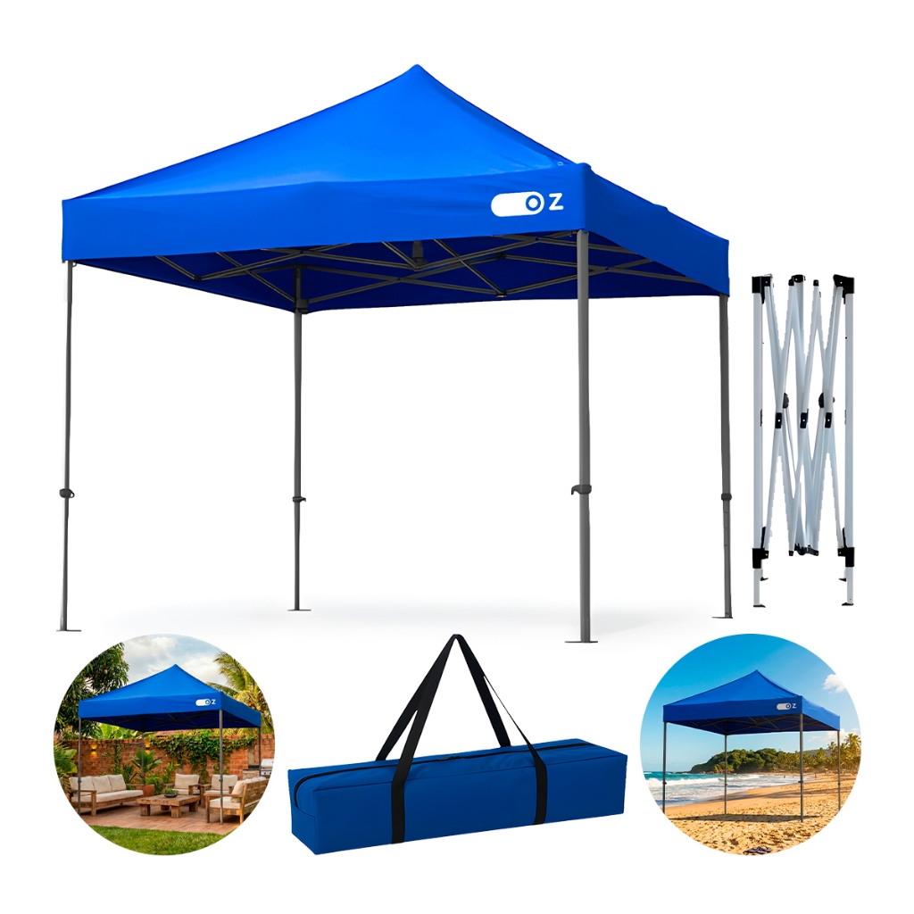 Tenda Gazebo Sanfonado Articulada Dobrável 2 Por 2 Metros Com Mala Transporte Td1200 Oz Cor Azul em Oferta na Shopee