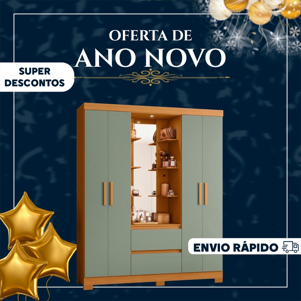 Guarda Roupa Solteiro 163cm Capelinha Artto A02 Cinamomo/Sálvia - Mpozenato