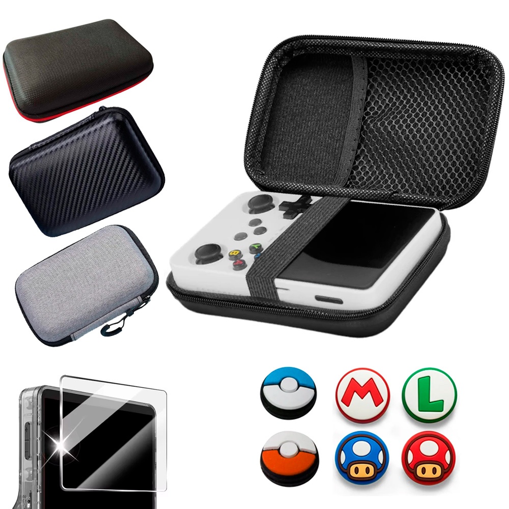 Case R36S + Grips + Pelicula / Capa para videogame portatil R36S - R35S - Gameboy - GB300 em Oferta na Shopee