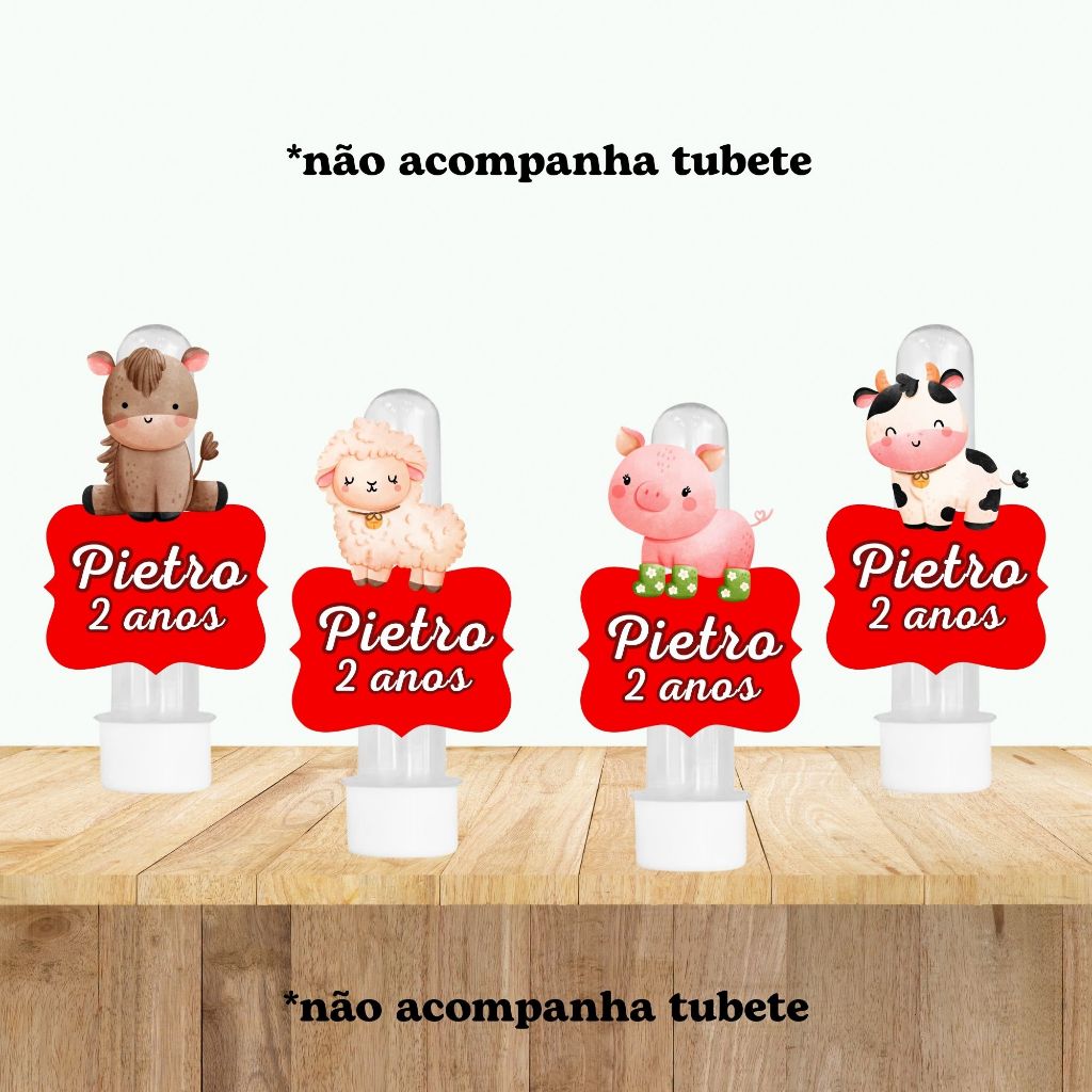 Aplique para tubete tema FAZENDINHA FAZENDA VACA PORCO OVELHA CAVALO para festa de aniversário