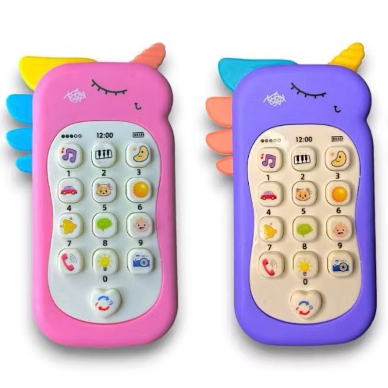 Mordedor e Telefone Infantil Educativo 2 em 1 Musical - Modelos Unicórnio e Dinossauro