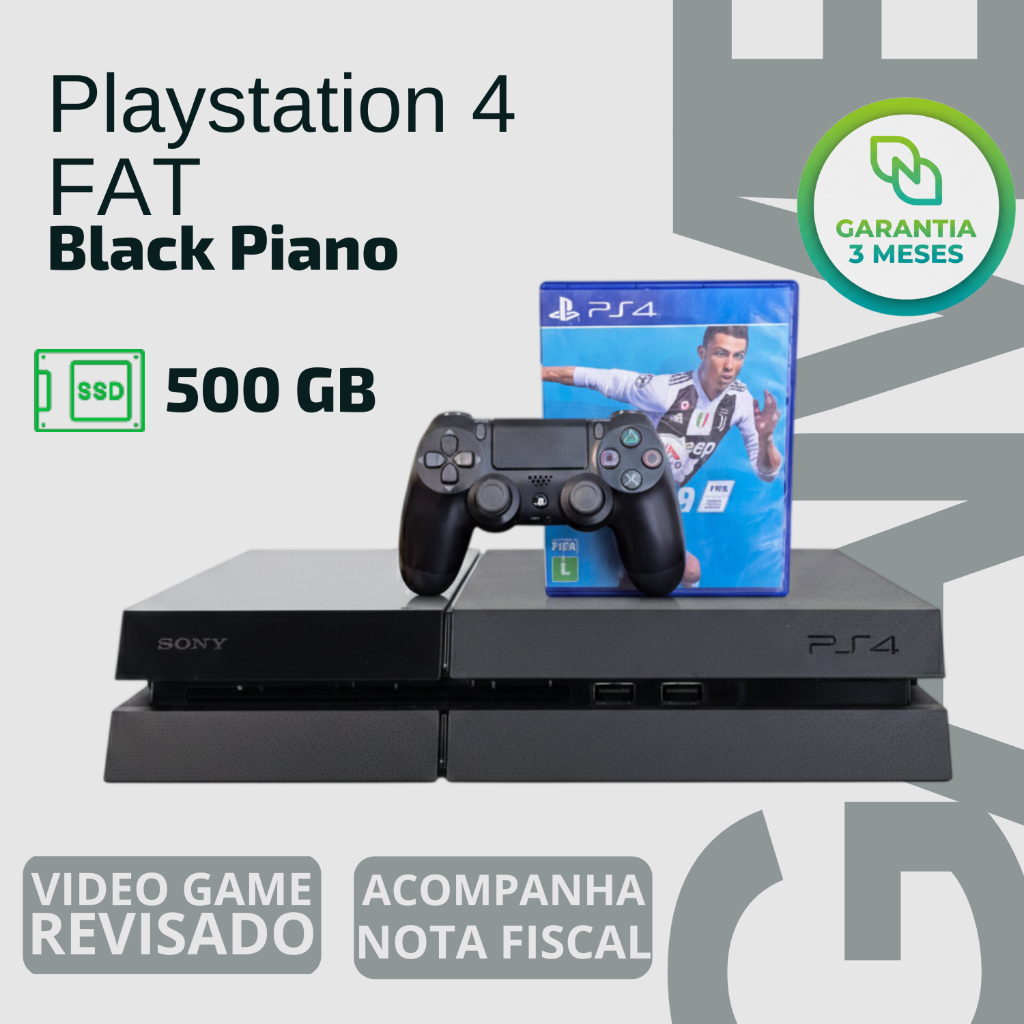 Console Playstation 4 FAT Fosco/Black Piano | 1 Controle | Jogo | Garantia - GAMER JOGOS PRESENTE BARATO LAZER DIVERSÃO