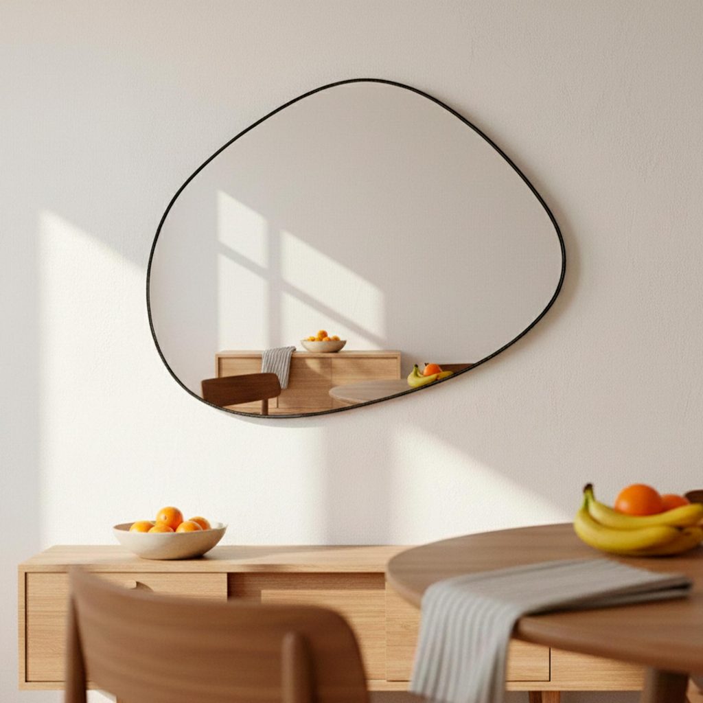 Espelho Decorativo Orgânico 80x60cm Moderno Grande de Parede com Suporte em Oferta na Shopee