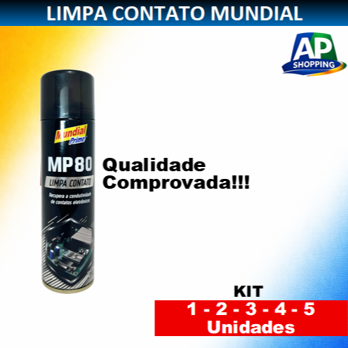 Limpa Contato MP80 spray 300ml, MUNDIAL PRIME, Kit 1/2/3/4/5 Unidades
