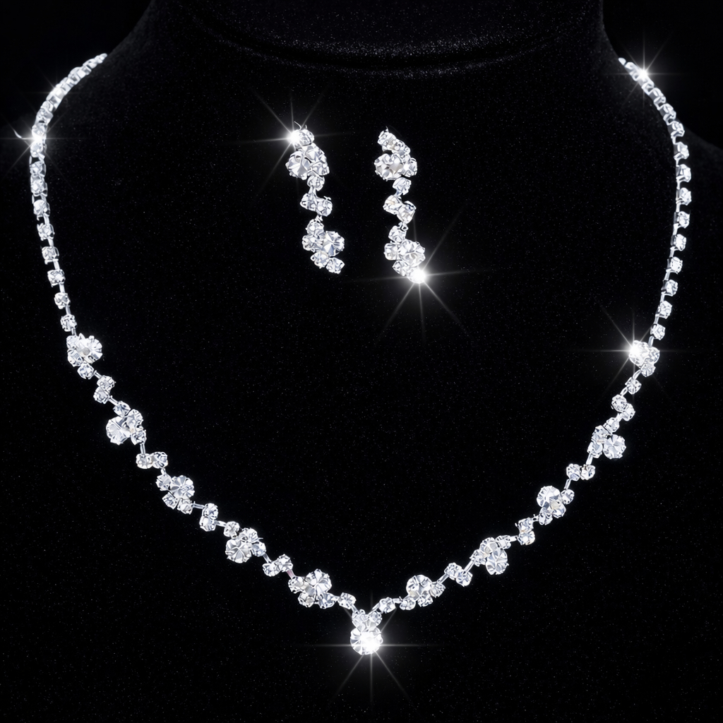 Conjunto Feminino De Colar Com Pingente De Liga E Brincos Para Casamento Conjunto De Joias 2 Em 1 em Oferta na Shopee