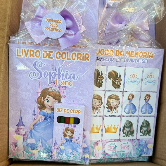 KIT COLORIR Personalizado Princesa Sofia | Lembrancinha Festa Infantil | Livrinho + Giz de Cera | Fazemos qualquer Tema