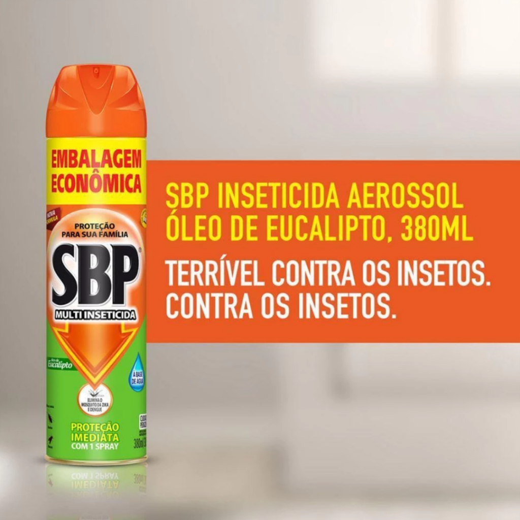 Inseticida Aerossol SBP 380ml Eucalipto Embalagem Econômica Mata Mosquitos