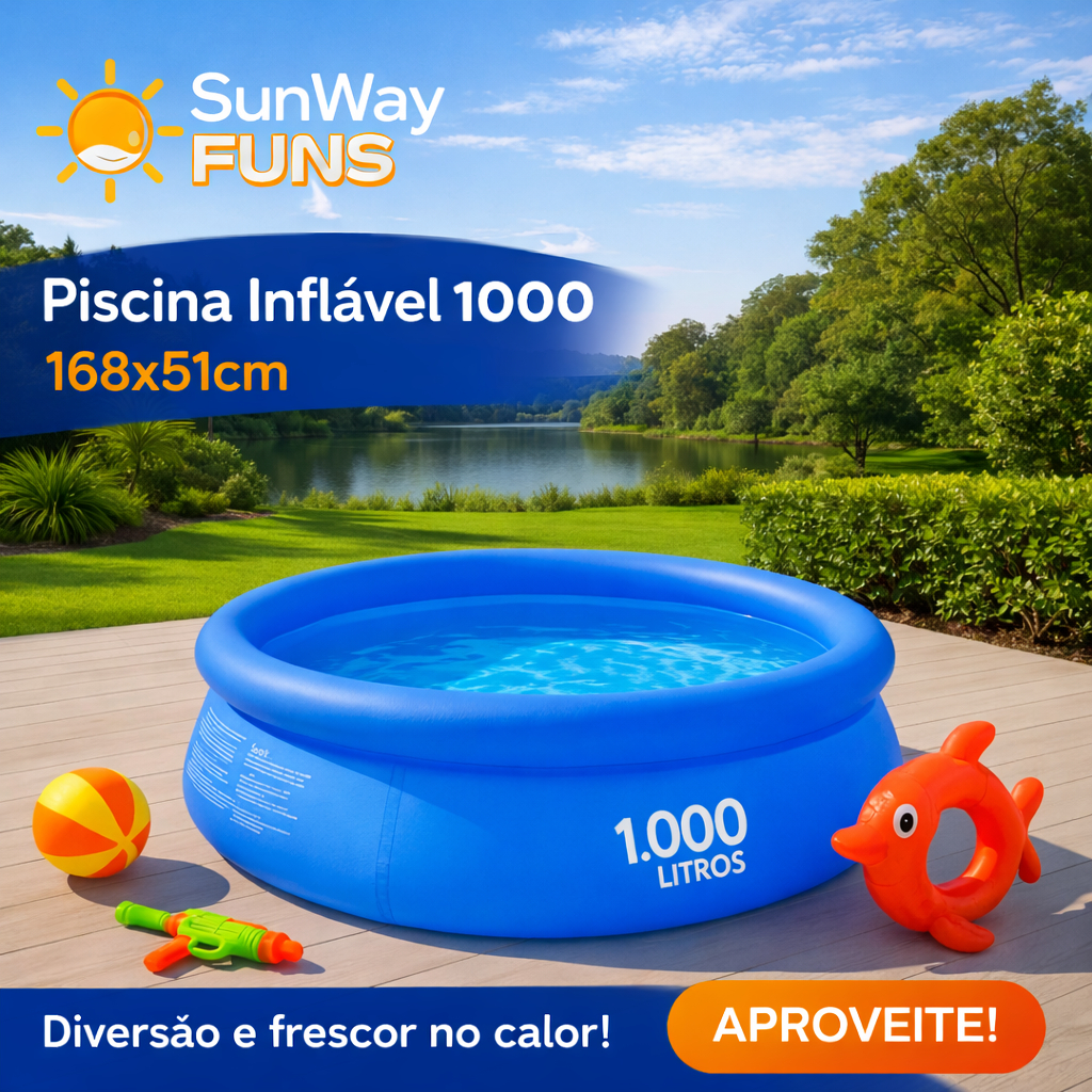 Piscina Inflável 1000 168x51cm SunWay Funs Verão Férias Infantil Diversão
