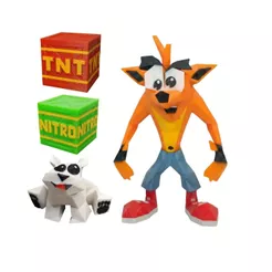 Crash Bandicoot Boneco Premium Playstation Low Poly Colecionável Decorativo Game