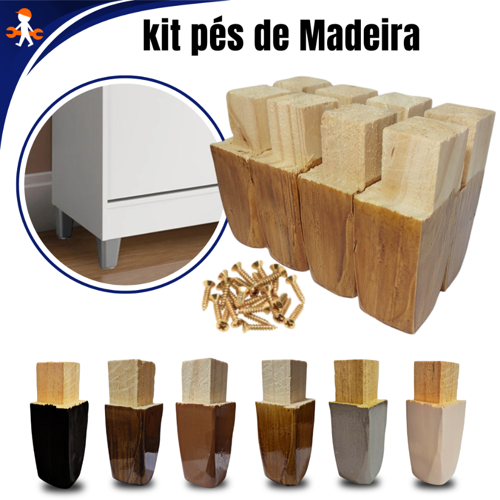 Pé de Madeira Para Guarda Roupa E Cômoda Prático e Versátil em Oferta na Shopee