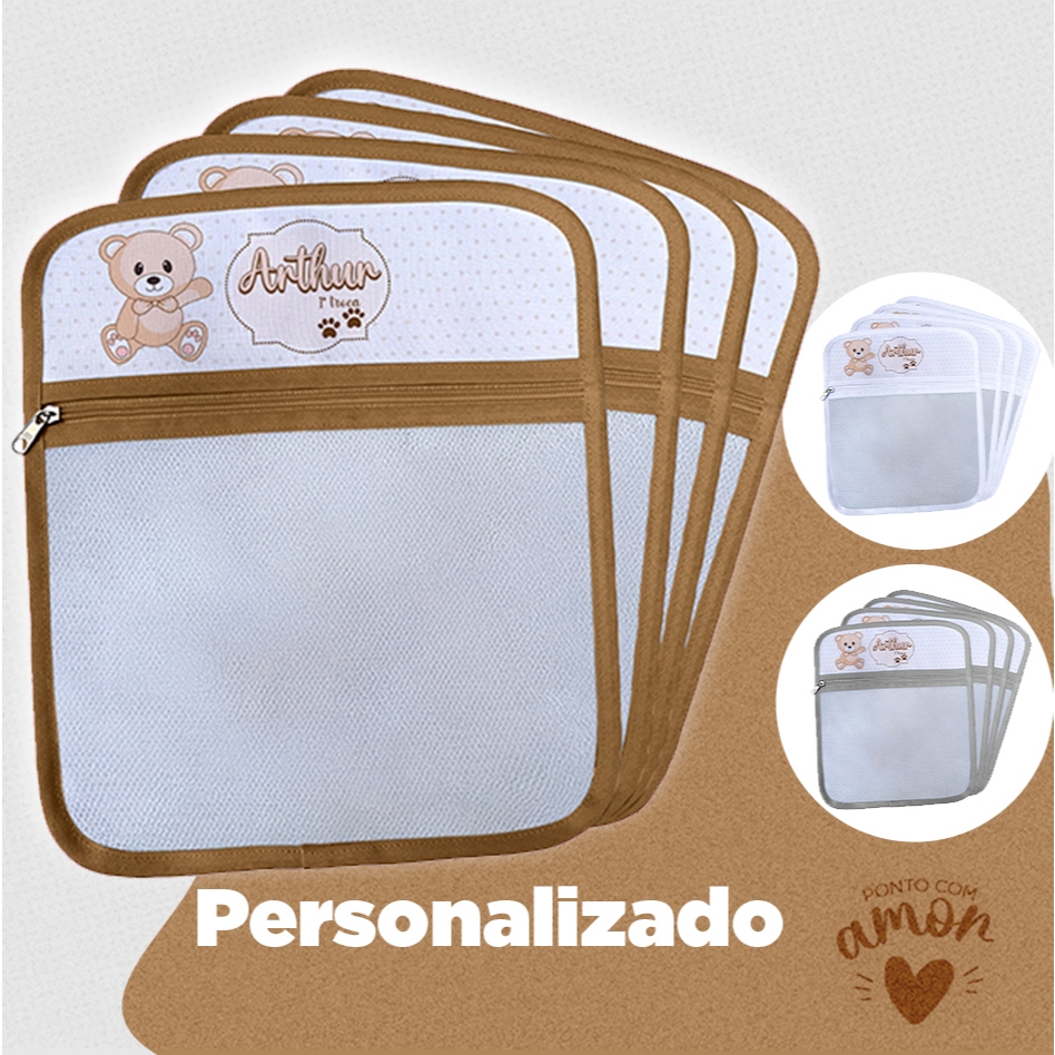 Saquinhos Organizador Saída Maternidade Recém Nascido Ursinho Pelúcia Baby Personalizado
