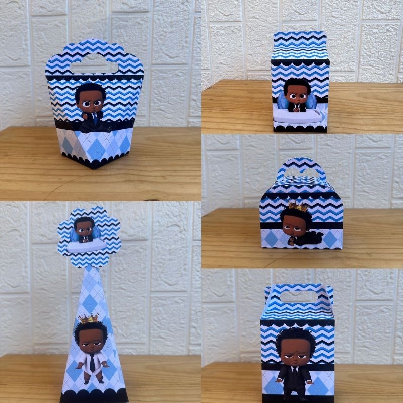 Kit Festa 20 Caixinhas O Poderoso Chefinho Afro - Caixinhas para decoração e lembrancinha de aniversário - Pegue e Monte