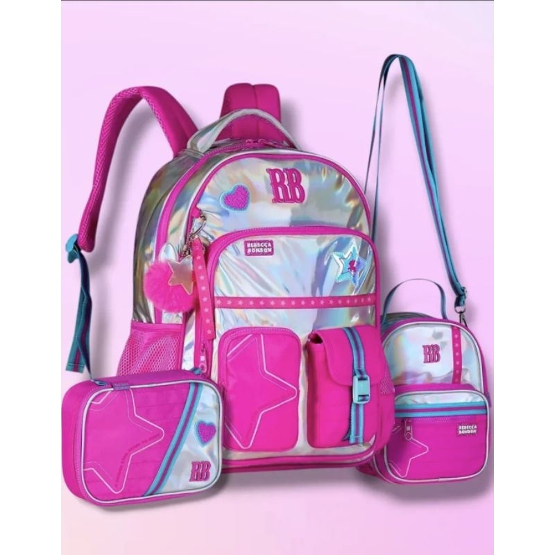 Kit Mochila Escolar Costas completo com lancheira e estojo Rebecca Bonbon Modelo 2026 Infantil