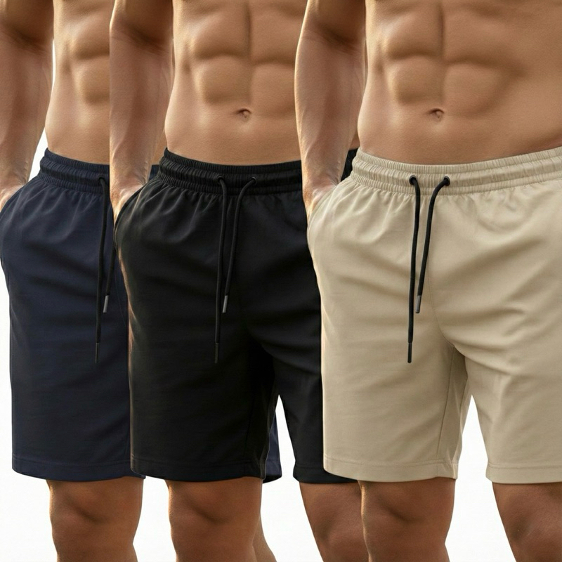 Kit 3 Shorts Esportivo Masculino Corrida Academia Treino Secagem Rápida Tactel Com Elastano