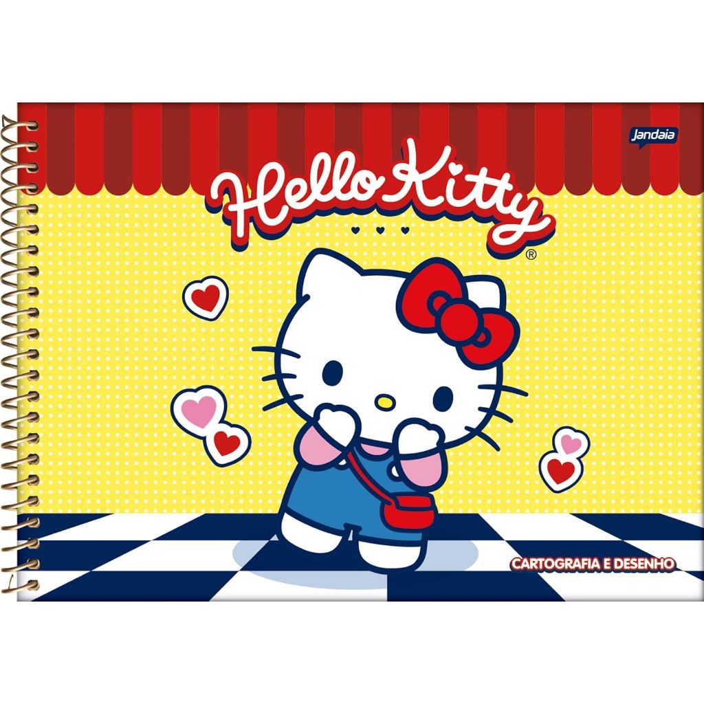 Caderno Universitário de Desenho e Cartografia Hello Kitty, 80 Folhas
