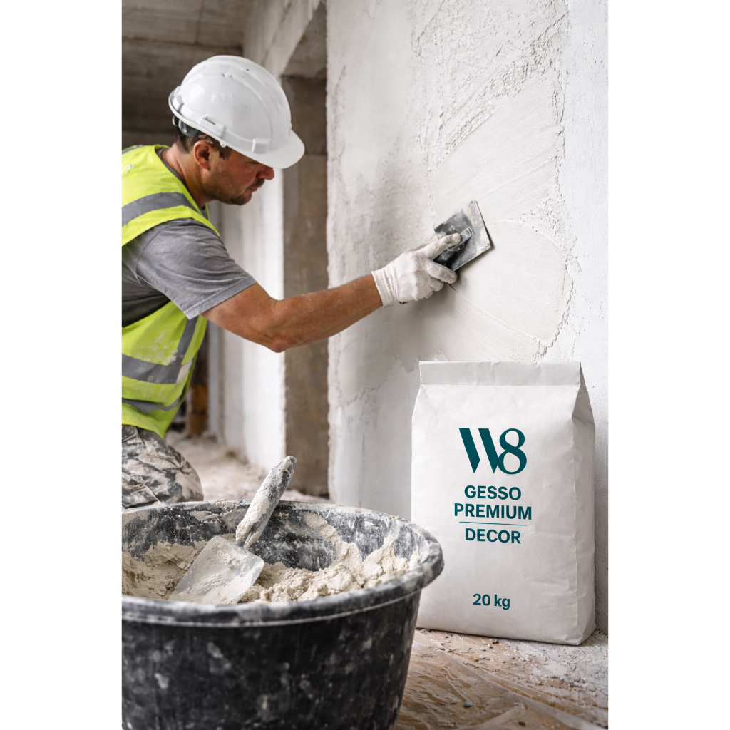 Gesso Premium Extra Branco W8 Decor 20kg | fino acabamento ideal para Artesanatos, Moldes, Velas, Reparos e nivelamentos