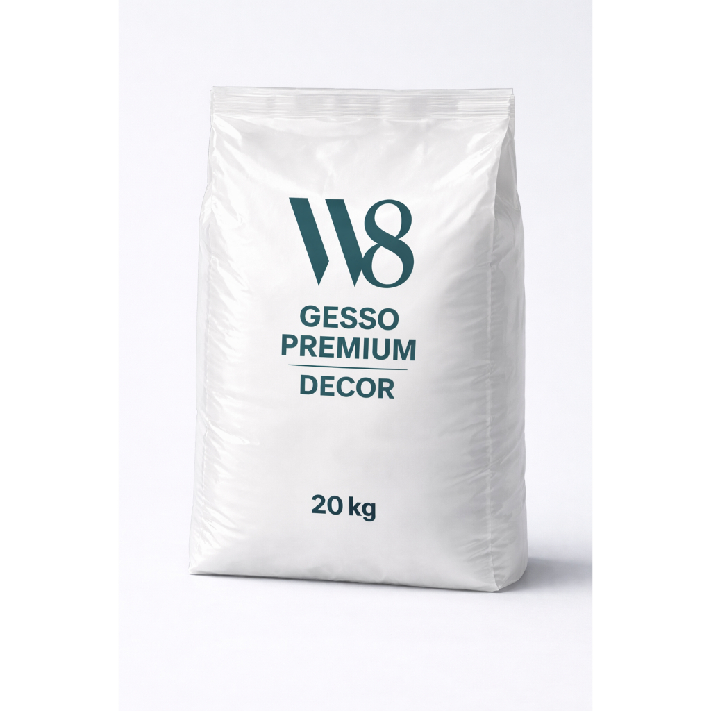 Gesso Premium Extra Branco W8 Decor 20kg | fino acabamento ideal para Artesanatos, Moldes, Velas, Reparos e nivelamentos