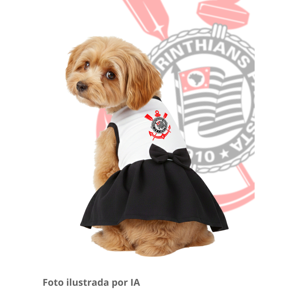 Vestidinho Pet Corinthians coleção times do coração -- tamanhos PP ao G | Escolha o time.