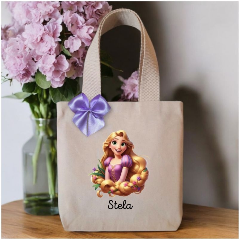 Ecobag sacolinha de tecido para lembrancinhas princesa disney rapunzel personalizada