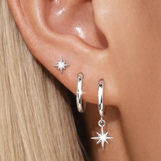 3 PARES de Brincos estrela 8 pontas Prata 925 com Garantia Banhada em Ouro 18k em Oferta na Shopee