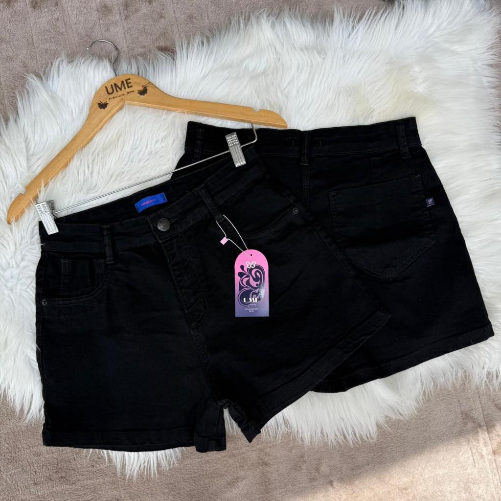 Short Preto Feminino Levanta Bumbum com Pinças Curto Lycra Cintura Alta Ume Jeans Verão Carnaval em Oferta na Shopee