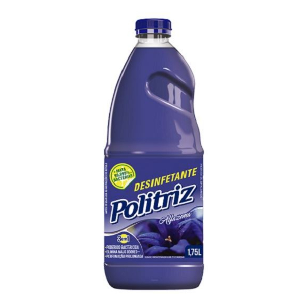 Desinfetante Politriz 1,75L LAVANDA – Poderoso Bactericida, Elimina Odores e Perfuma o Ambiente