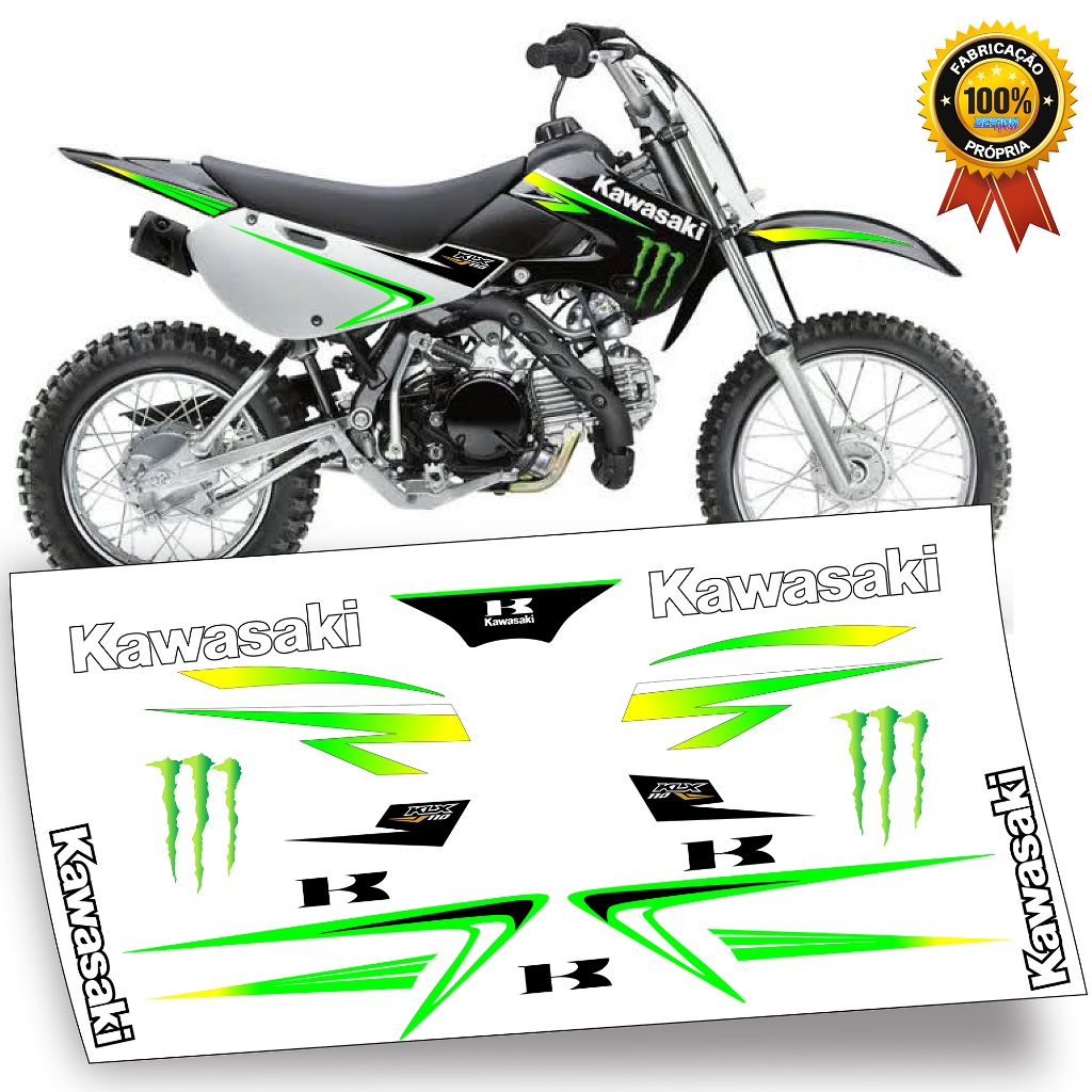 Kit Adesivo Faixas Kawasaki Klx 110 2000 - 2009 0.20mm