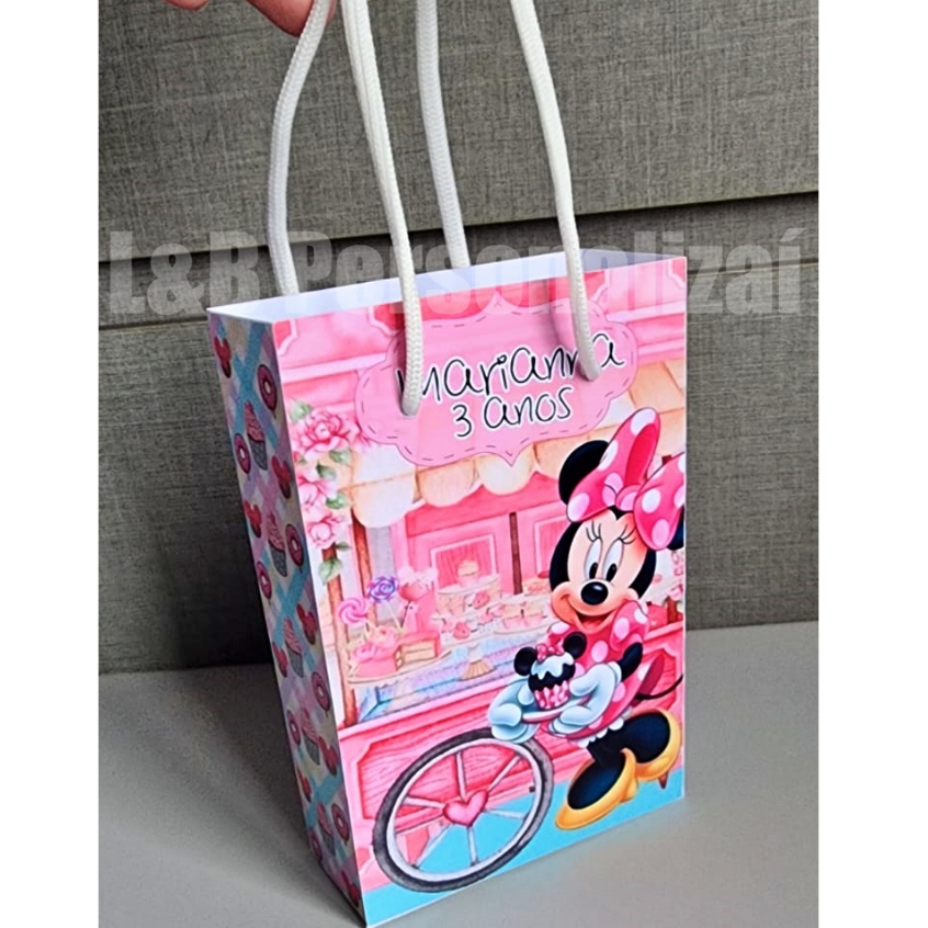 Sacolinha Personalizada Minnie Confeiteira - lembrancinha de aniversário - minnie Confeiteira