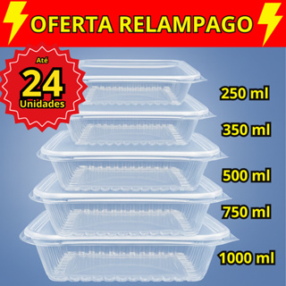 Kit 12/24 Pote Embalagem Marmita 1000 ml 500 ml 350 ml 250ml 750 ml Microondas e Freezer Descartavel em Oferta na Shopee