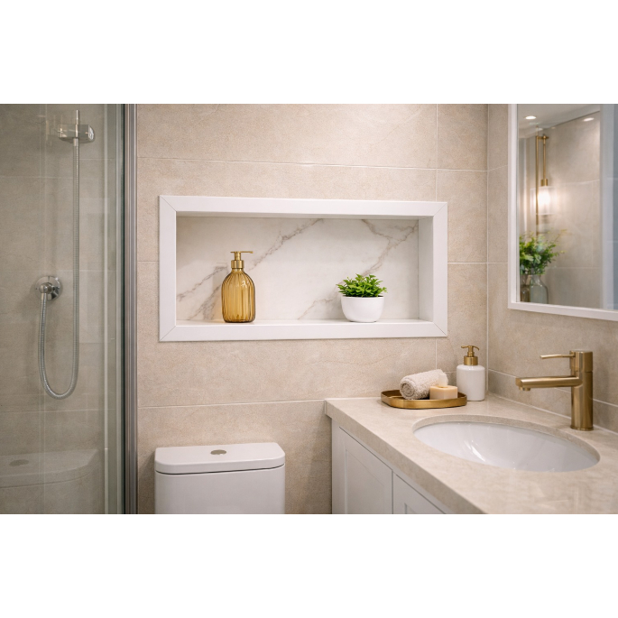 NICHO BANHEIRO PORCELANATO DE EMBUTIR NA PAREDE 60X30 ORGANIZADOR BOX SHAMPOO