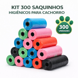 Kit 300 Saquinhos Higiênicos Refil Cata Caca Pet Cachorro Gato em Oferta na Shopee