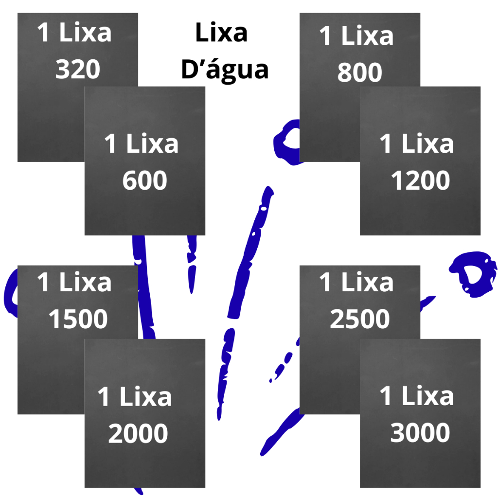 Lixa d'água 320 600 800 1200 1500 2000 2500 3000 kit 1 ou 2 folhas cada Lixar Plástico Farol Metal