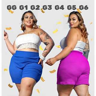 Short Plus Size Feminino Preto em Malha Premium Confortável do GG ao G6 (Zero Transparência) em Oferta na Shopee