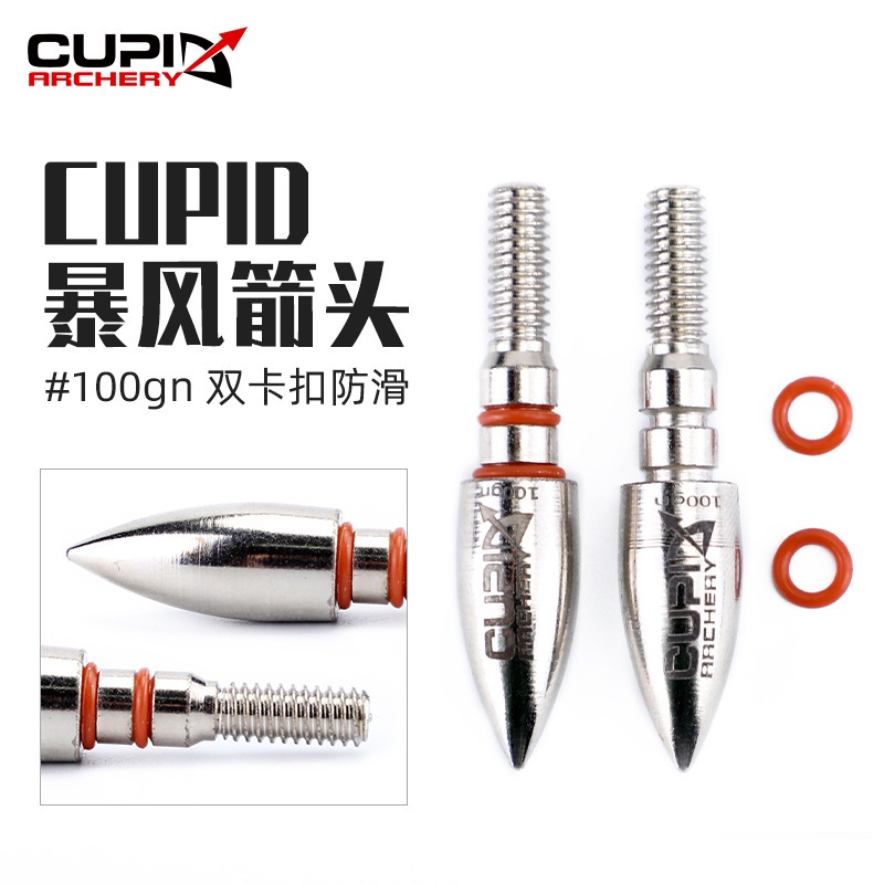 Ponta de flecha Storm Arrow, feita de aço carbono com pontas roscadas e anéis de borracha duplos