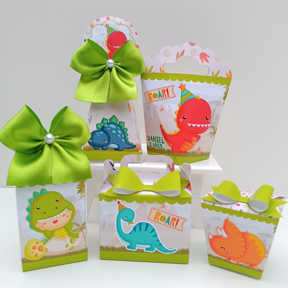 Kit Festa Dinossauro Baby Menino l Personalizados l Lembrancinha para Festa l kit Caixas