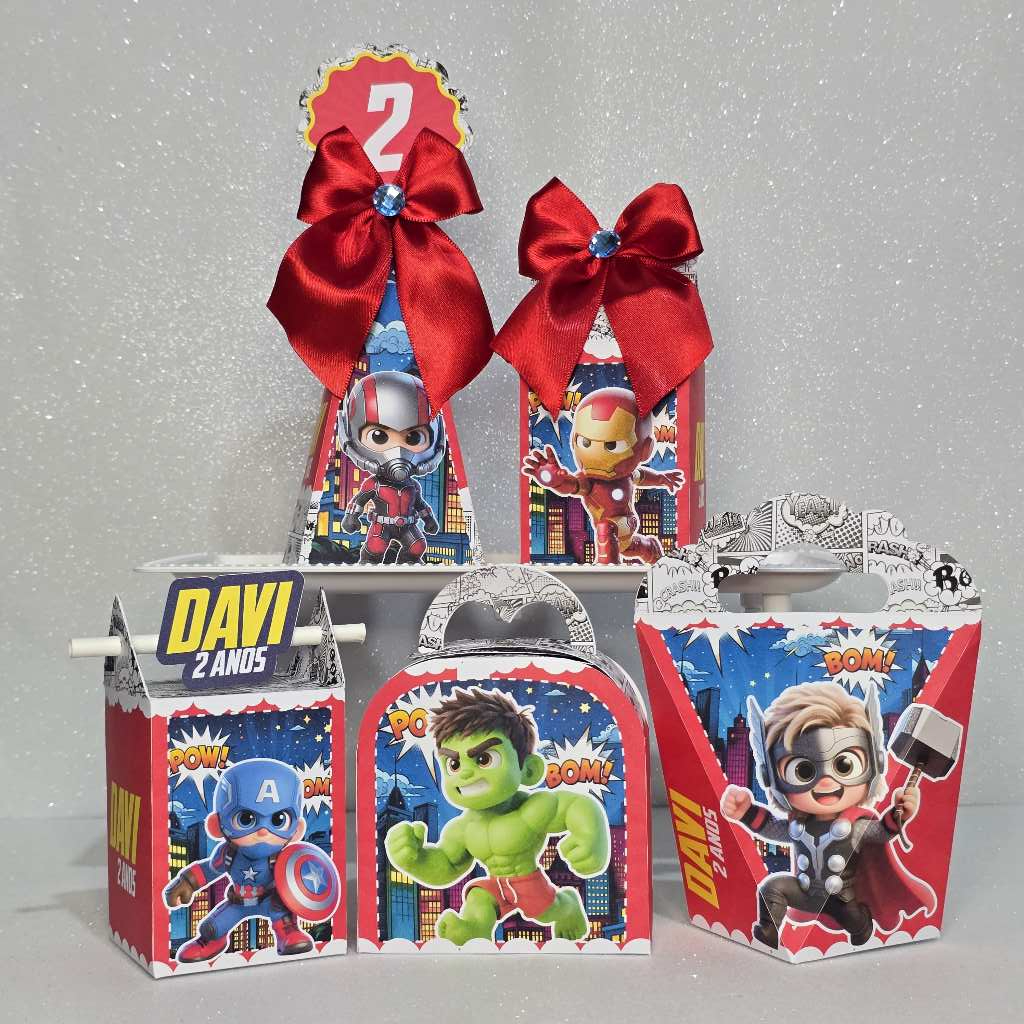 Kit Caixinhas Personalizadas Vingadores Cute /Mimos/Lembrancinhas/Caixinhas/Infantil/Kit Festa/Aniversário/Decoração