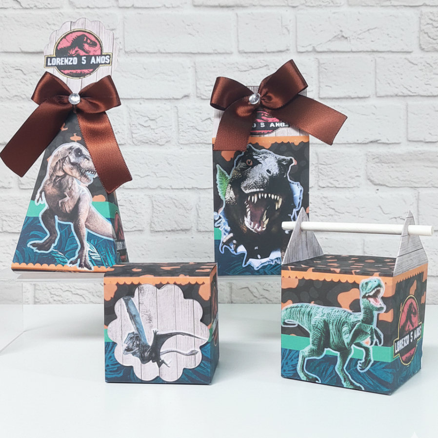 Kit Caixinhas Personalizadas Jurassic Park Dinossauro Lembrançinha Festa