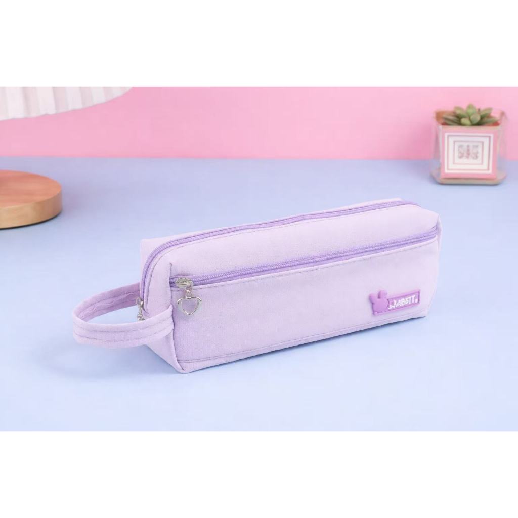 Nova Versão Coreana Ins Estojo de Lápis de Veludo Simples e Fofo Caixa de Papelaria Niche Bolsa de Papelaria de Pelúcia