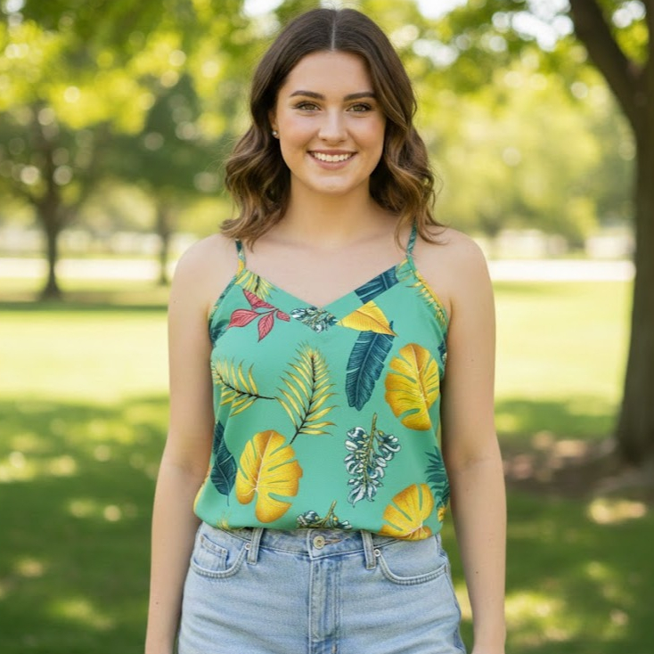 Blusa Regata Feminina Estampada 100% Viscose Alça Regulável em Oferta na Shopee