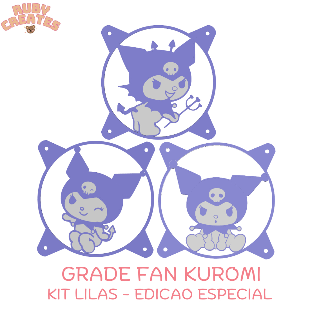 Grade Fan Kuromi Edicao Especial Turma do Sanrio Protecao Ventoinha Cooler Acessório para Pc Game