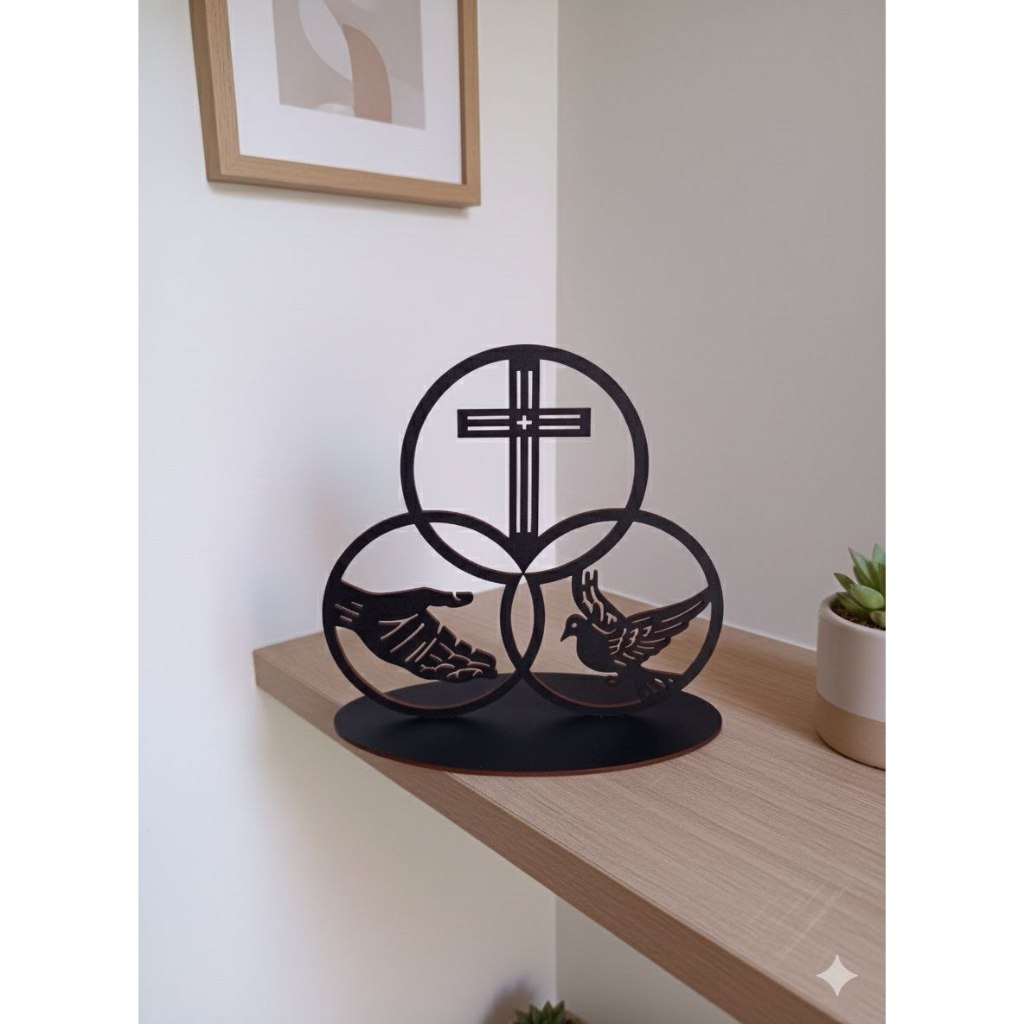 Símbolo Santíssima Trindade de MDF- Crisma Lembrancinha Eucaristia Batizado Primeira Comunhão MDF