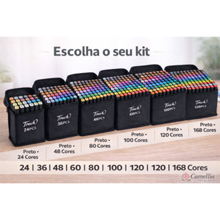 Kit Canetas Marcador Touch– Kit de 24/36/48/60/80/100/120/168 Cores em Oferta na Shopee