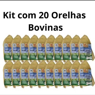 Kit 20 Mordedores Orelha Bovina desidratada para cães