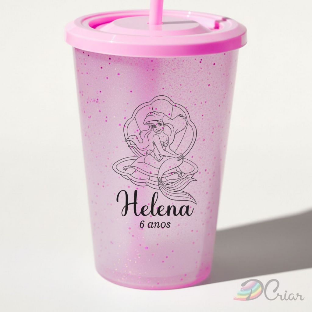 Adesivo Impresso Aniversário Mod.203| 4x6cm | Taça, Copos, Caixas, Personalizado | Pequena Sereia
