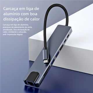 8 em 1 Estação de Acoplamento Hub OTG Tipo C USB Transferência Rápida Multifuncional para Computador HD Cartão SD em Oferta na Shopee