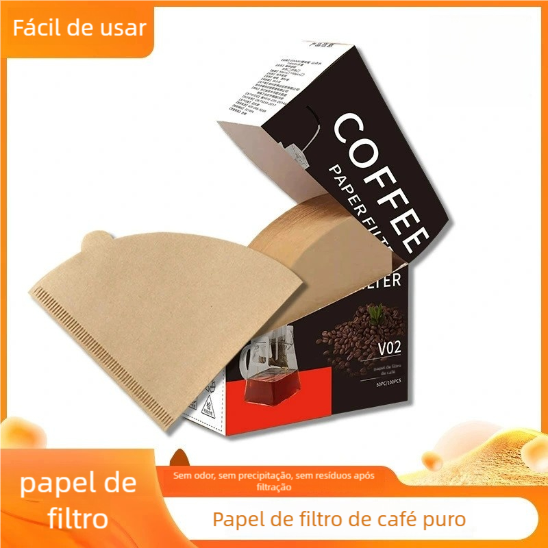 Pacote com 100 filtros de papel natural V60 02 em cone